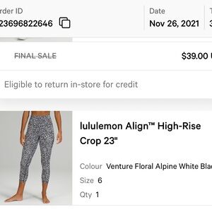 Lululemon Align High-Rise 23” Leggings